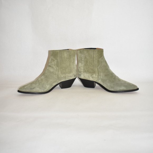 $700 Isabel Marant Derlyn Pointy Toe Boot SUEDE KHAKI GREEN 39 (TC14) - Picture 4 of 8